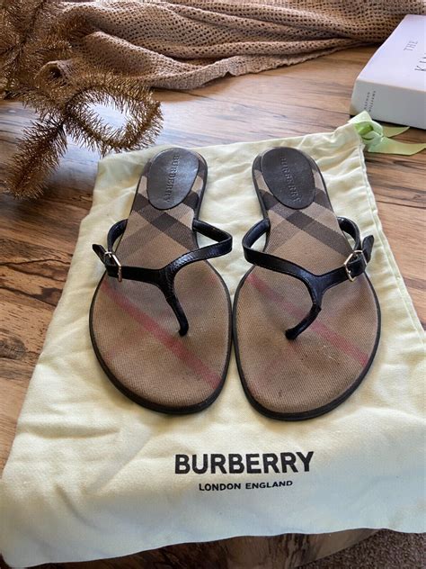 burberry woven leather slides|burberry women's thongs flip flops.